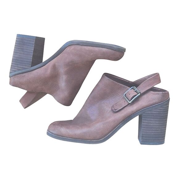 Lucky Brand Machiko Mule Slingback Stack Heeled Bootie Brown Leather size 8 / 38 - Picture 9 of 16